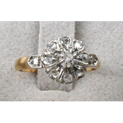 Bague ancienne deux ors 18 cts, poinçon 