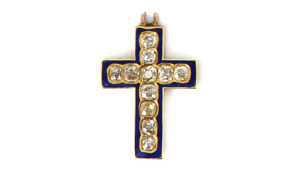 Pendentif croix en or jaune 18 cts, sert