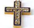Pendentif croix en or jaune 18 cts, sert