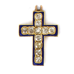 Pendentif croix en or jaune 18 cts, sert