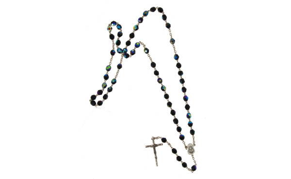 Chapelet en métal avec perles noires fac