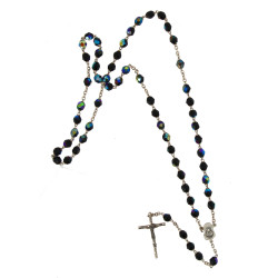 Chapelet en métal avec perles noires fac