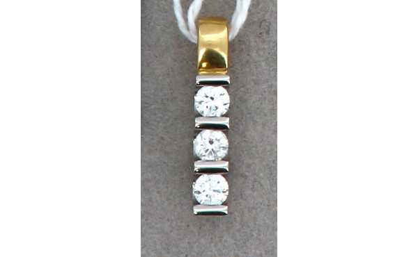Pendentif moderne deux ors 18 cts serti 