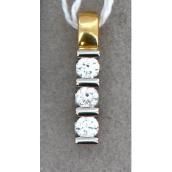 Pendentif moderne deux ors 18 cts serti 