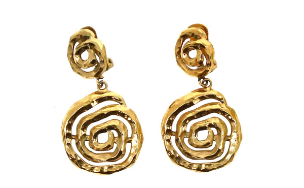 Paire de clips d'oreilles en métal doré 