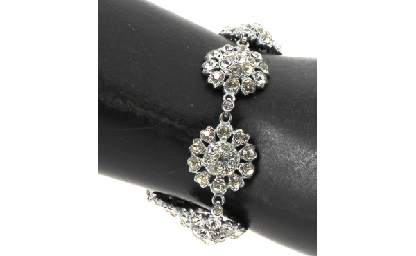 Bracelet vintage en métal et strass à mo