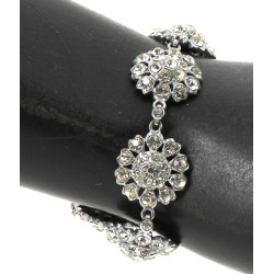 Bracelet vintage en métal et strass à mo