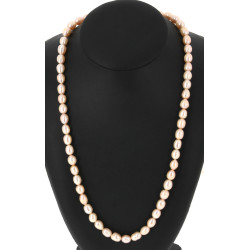 Collier en perles d'eau douce roses, fer