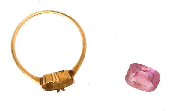 Monture de bague en or jaune 18 cts, poi