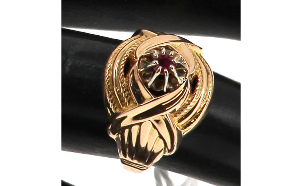 Bague ancienne en or jaune 18 cts sertie