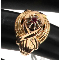 Bague ancienne en or jaune 18 cts sertie