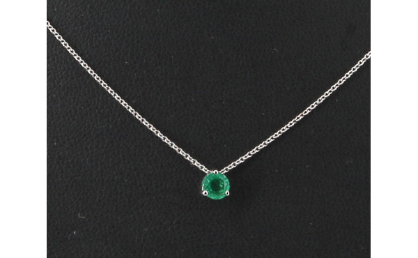 Pendentif émeraude ronde sur chaîne en o