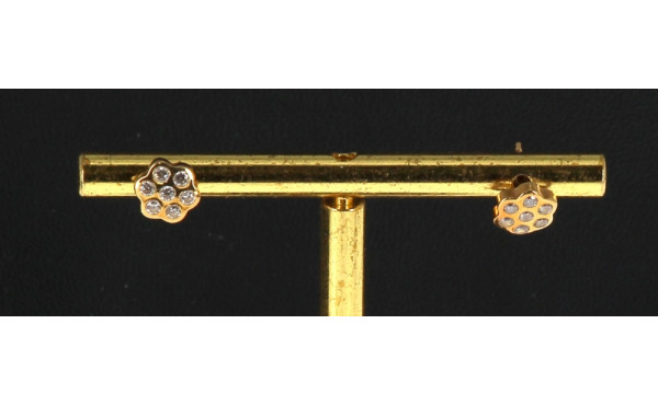 Paire de BO en or jaune 18 cts et pierre