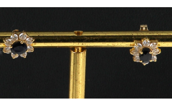 Paire de BO en or jaune 18 cts serties d