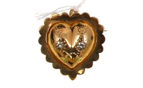 Broche-pendentif en or jaune 18 cts, bij