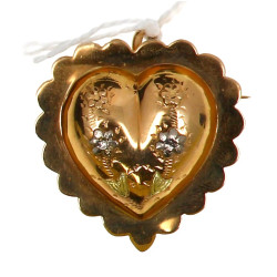 Broche-pendentif en or jaune 18 cts, bij