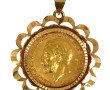 Pièce Souverain en or montée en pendenti