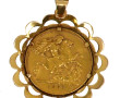 Pièce Souverain en or montée en pendenti