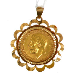 Pièce Souverain en or montée en pendenti