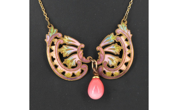 Collier style Art Nouveau en métal doré,