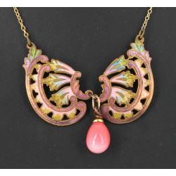 Collier style Art Nouveau en métal doré,