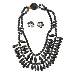 Collier 2 rangs vintage en perles noires