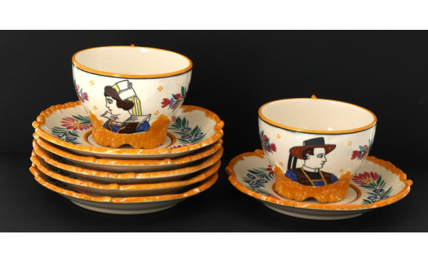 HB QUIMPER - Paire de tasses et sous-tas