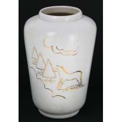 Vase en céramique blanche à décor doré e