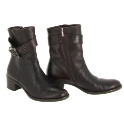 TRIVER - Bottines en cuir, coloris choco