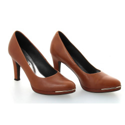 MYMA - Paire d'escarpins en cuir camel, 