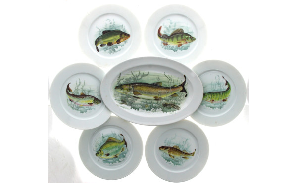 LIMOGES - Service à poisson en porcelain