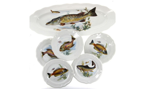 Service à poisson en porcelaine de Baviè