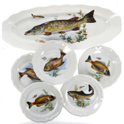 Service à poisson en porcelaine de Baviè