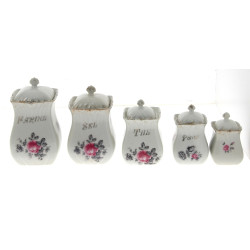 Série de 5 pots à épices en porcelaine à