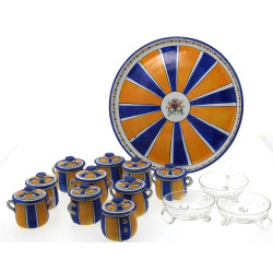 Service à crème en porcelaine jaune et b