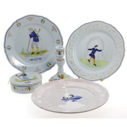 QUIMPER - Lot de 5 pièces en faïence pol