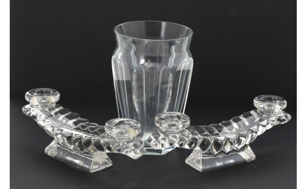 Paire de bougeoirs en cristal, années 50