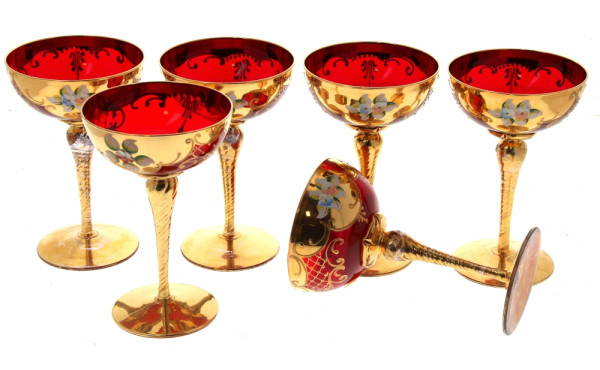 MURANO - 6 coupes à champagne en verre r