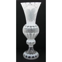 Grand vase en verre transparent et blanc