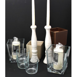 5 photophores en verre transparent, pair