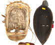 Lot de 2 masques africains en bois, méta