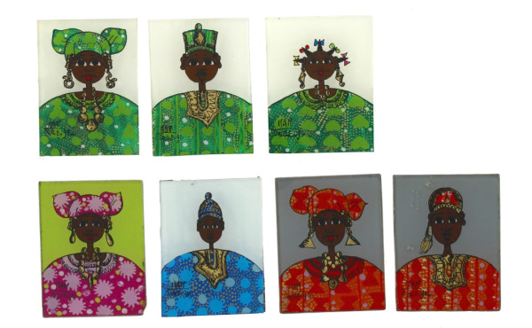 7 petits fixés sous verre représentant d