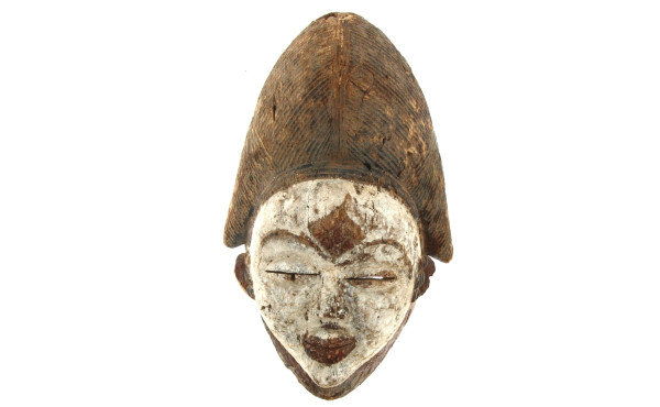 Masque PUNU visage patiné blanc, Gabon