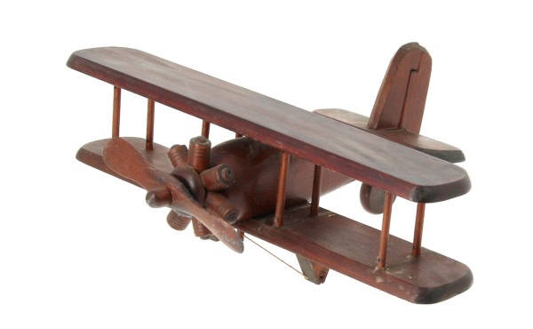 Avion biplan en bois L. 30 cm