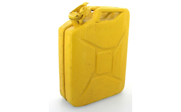 JERIKAN ancien en métal repeint en jaune