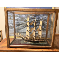 Maquette d'un trois mâts, toutes voiles 