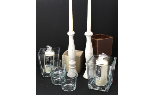 5 photophores en verre transparent, pair