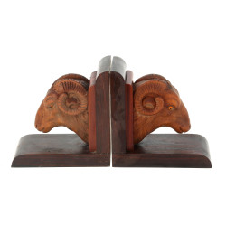 Paire de serre-livres en bois sculpté en