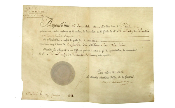 XIXème - Brevet de nomination au grade d