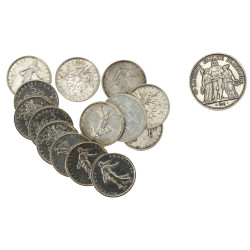 Lot de pièces en argent : 13 pièces de 5